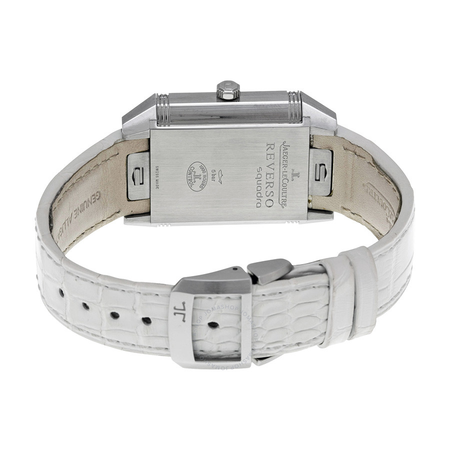 Jaeger LeCoultre Reverso Lady Squadra Silver Dial Stainless Steel White Leather Ladies Watch Q7058420