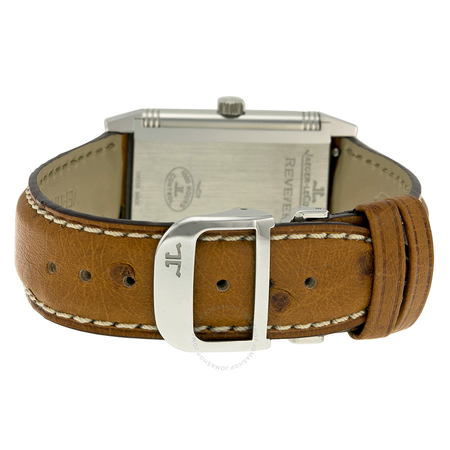 Jaeger LeCoultre Reverso Silver Dial Brown Ostrich Leather Strap Unisex Watch Q2518411