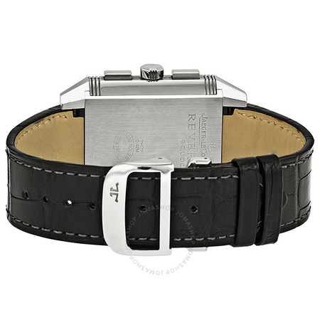 Jaeger LeCoultre Reverso Squadra Chronograph Silver Dial Black Leather Men's Watch Q7018420