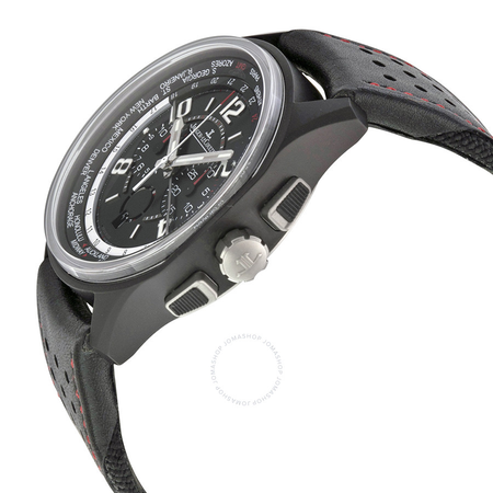 Jaeger LeCoultre Amvox Worldtime Automatic Chronograph Black Dial Black Leather Men's Watch Q193A470