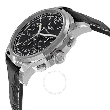 Longines Saint Imier Chronograph Black Dial Black Leather Men's Watch L27844523 L2.784.4.52.3