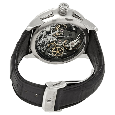 Maurice Lacroix Masterpiece Le Chronographe Grey Dial Black Leather Men's Watch MP7128-SS001-320