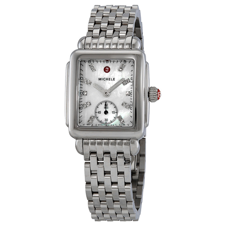 Michele Michele Ladies Deco 16 Mother of Pearl Diamond Dial Watch MWW06V000002
