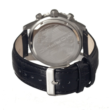 Morphic M33 Silver Dial Chronograph Black Leather Strap Men's Watch 3301