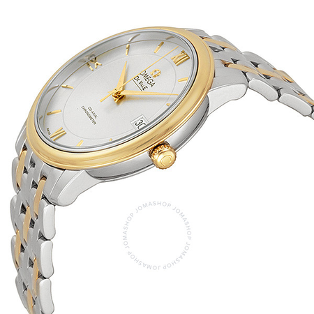Omega DeVille Prestige Stainless Steel and 18kt Yellow Gold Silver Dial Unisex Watch 42420372002001 424.20.37.20.02.001