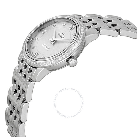 Omega DeVille Prestige Silver Diamond Dial Stainless Steel Ladies Watch 42415246052001