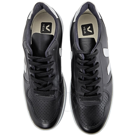 Veja Ladies V-10 Leather Black Sneakers VX021929 V-10 BLACK_WHITE_WHIT-SOLE