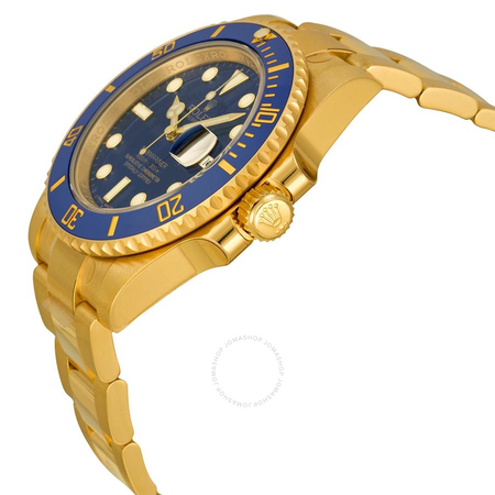 Rolex Submariner Blue Dial 18K Yellow Gold Oyster Bracelet Automatic Men's Watch 116618BLSO 116618 LB