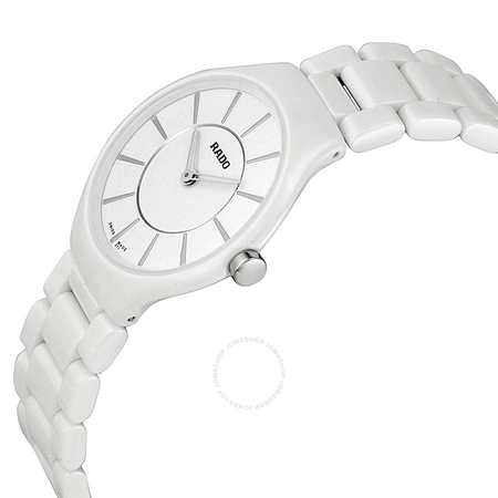 Rado True Thinline White Dial White Ceramic Ladies Watch R27958112