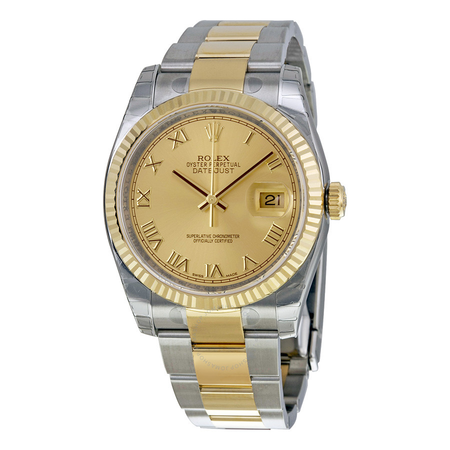 Rolex Oyster Perpetual Datejust 36 Champagne Dial Stainless Steel and 18K Yellow Gold Bracelet Automatic Men's Watch 116233CRO