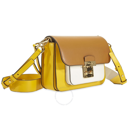 Michael Kors Sloan Editor Color-Block Leather Shoulder Bag- Yellow Multi 30S8GS9L2T-761