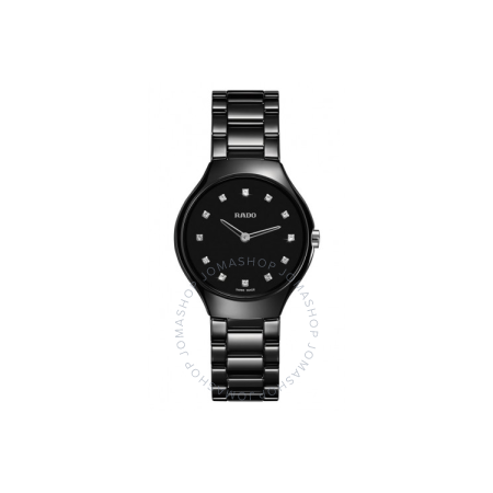 Rado True Thinline Black Dial Black High-tech Ceramic Ladies Watch R27742732
