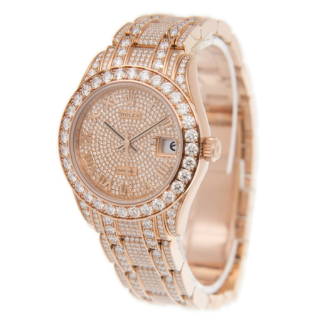 Rolex Pearlmaster 34 Rose Gold Diamond Paved Watch 81405 rbr-0001
