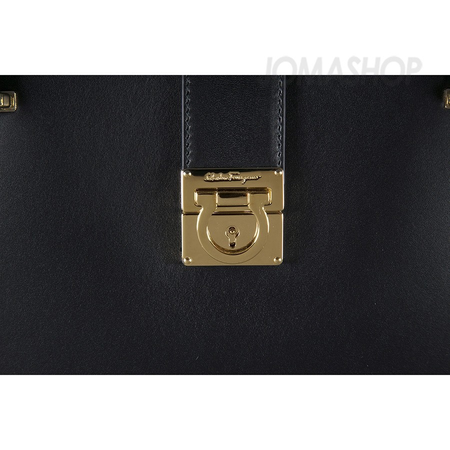 Ferragamo Open Box -  Marlene Black Leather Handbag - Black 21D552