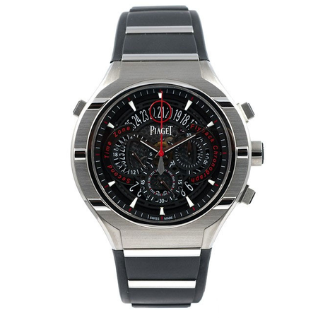 Piaget Protocol Flyback GMT Black Dial Titanium Rubber Strap Men's Watch GOA35001 G0A35001