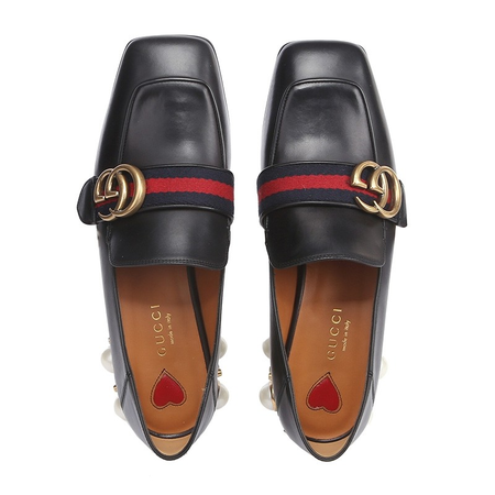 Gucci Ladies Leather Mid-heel Loafers 423559 DKHC0 1061