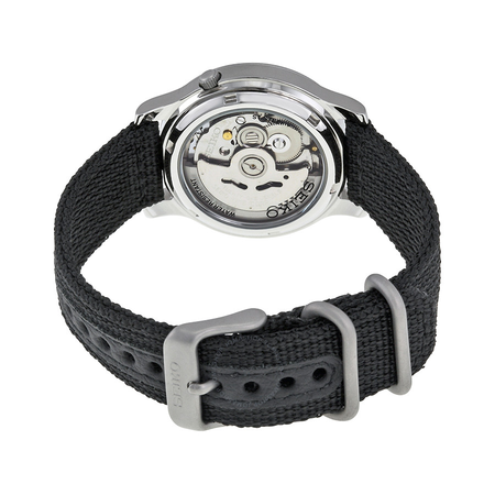 Seiko 5 Black Dial Black Canvas Automatic Men's Watch SNK809