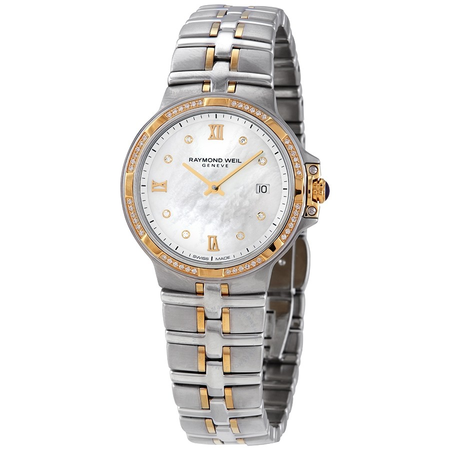 Raymond Weil Parsifal Diamond Matte White Mother of Pearl Dial Ladies Watch 5180-SPS-00995
