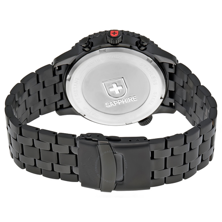 Swiss Military Thunderbolt Black Dial Chronograph Men's Black IP Steel Watch 2956