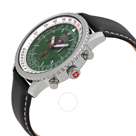 Swiss Military Thunderbolt Green Dial Men's Chronograph Leather Watch 295401