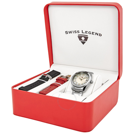 Swiss Legend Sea Breeze Mother of Pearl Ladies Watch Set with 2 Bonus Interchangeable Watch Straps SL-16003SM-02-SET