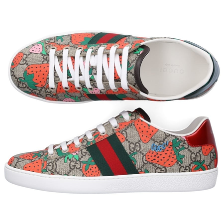 Gucci Ladies Ace GG Gucci Strawberry Print Sneakers 433900 G2210 8960