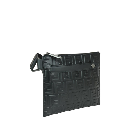 Fendi Men's Black Messenger Bag FF Embossed Print Small 7VA437-A4K5-F0SAJ