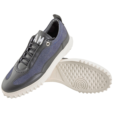 Ferragamo Men's Aaron Black/Blue Sneakers 02B400 709257