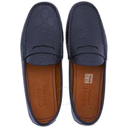 Gucci Men's Signature Driver Kanye Navy Leather Shoe 431063 CWD20 4009