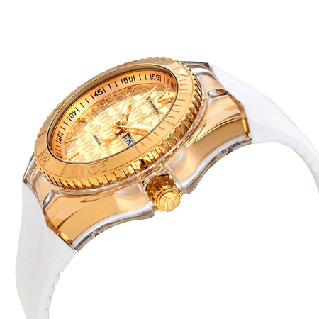 Technomarine Cruise Monogram Gold Dial White Silicone Unisex Watch TM-115061