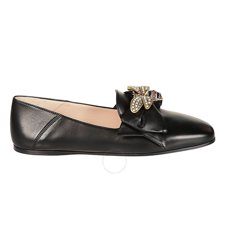 Gucci Ladies Bee and Bow Motif Loafers 505291 BKO00 1000