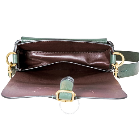 Burberry Ladies Shoulder Bag Supple/Goat Leather Dark Green Sq Satchel 4073349