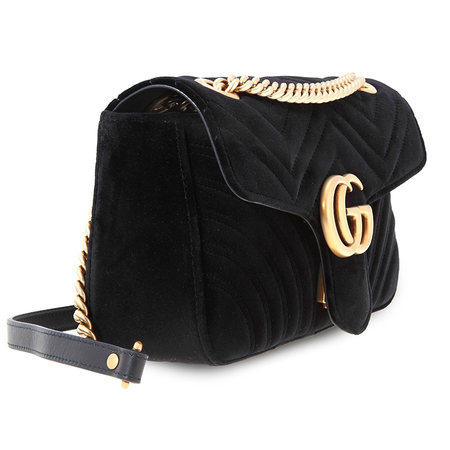 Gucci GG Marmont Black Velvet Ladies Shoulder Bag 443497 K4D2T 1000