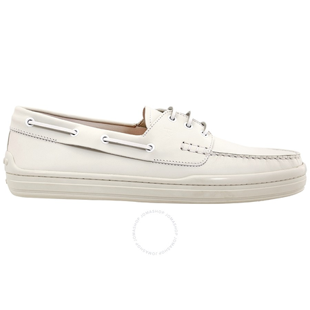 Tod's Men's Boat Shoes in White XXM0YR0P600BR0B001