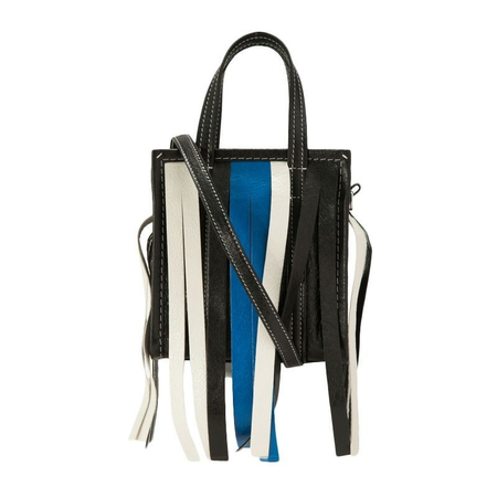 Balenciaga Ladies Striped Flat Crossbody Bag Bazar Fringe Medium 517166 DE9BN 6460