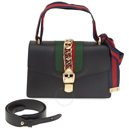 Gucci Sylvie Shoulder Bag in Black 421882 CVLEG 8638