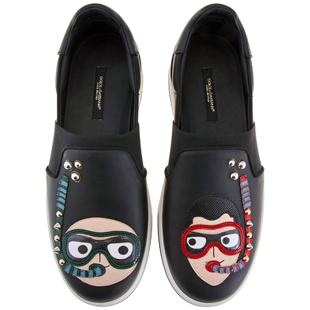 Dolce & Gabbana Mens Footwear Shoes Slip On  Black Skate Des Snorkel CS1599 AU826 8B956