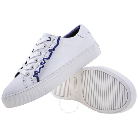 Tory Burch Ladies Sneaker White, Navy Ruffle Sneaker 36558-100
