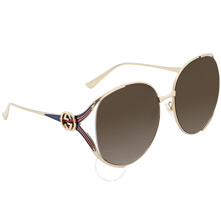 Gucci Brown Gradient Round Sunglasses GG0225S 002 63