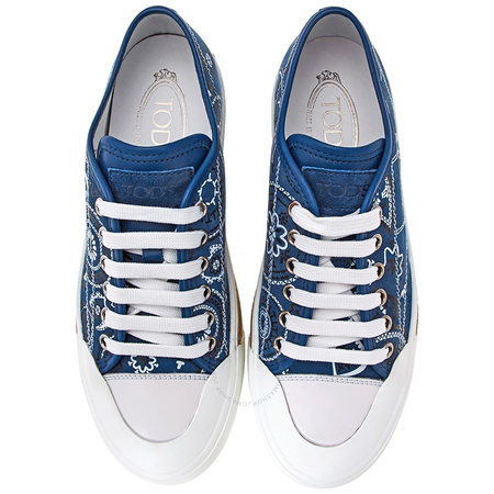 Tod's Womens Leather Sneakers in Captain Blue/White XXW26A0T640GPR2AN5