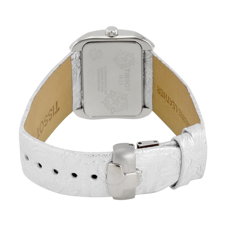 Tissot T-Wave White Dial Silver Leather Ladies Watch T0233091603102 T023.309.16.031.02