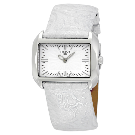 Tissot T-Wave White Dial Silver Leather Ladies Watch T0233091603102 T023.309.16.031.02