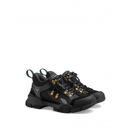 Gucci Men's Black Leather Flashtrek Sneaker 543149 GGZ80 1079