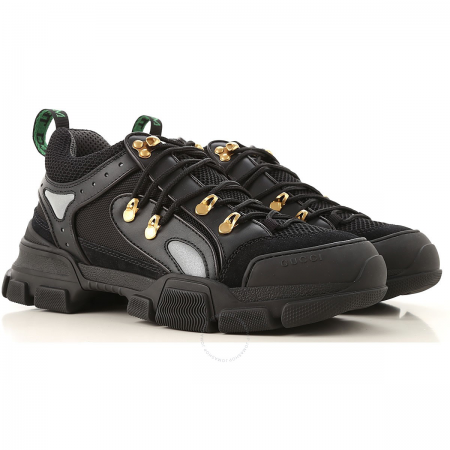 Gucci Men's Black Leather Flashtrek Sneaker 543149 GGZ80 1079
