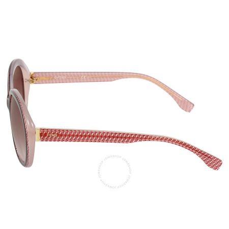Fendi Micrologo Black Burgundy Crystal Round Asia Fit Sunglasses FF 0001/F/S 7PH\K8