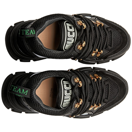 Gucci Boys Black Leather Flashtrek Sneakers 543289 GGZ80 1079