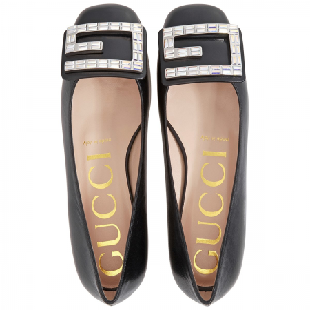 Gucci Madelyn Leather Ballet flat with Crystal G 551434 C9D00 1000