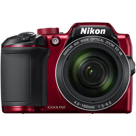 Nikon COOLPIX B500 16MP 40x Optical Zoom Digital Camera w/ Built-in Wi-Fi NFC & Bluetooth (Red) + 64GB SDXC Accessory Bundle