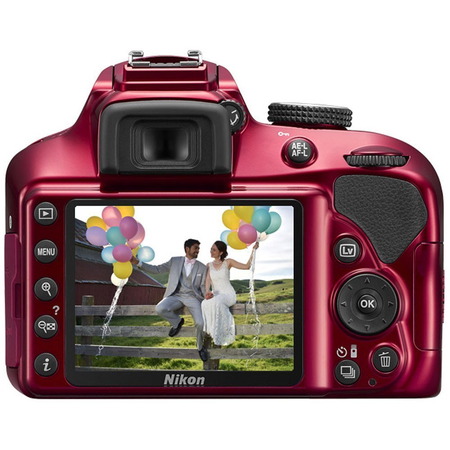 Nikon D3400 24.2 MP DSLR Camera + AF-P DX 18-55mm VR & AF-P DX 70-300mm ED Lens + Bundle 64GB SDXC Memorys (Red)