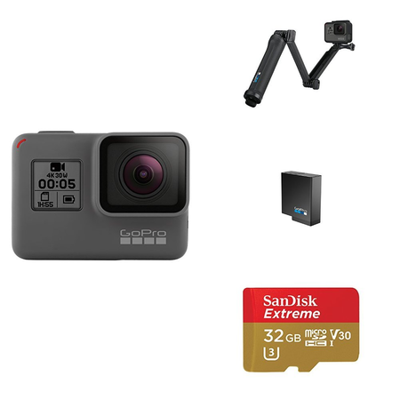 GoPro HERO5 Black w/ 3-Way Grip, Battery and Memory Card